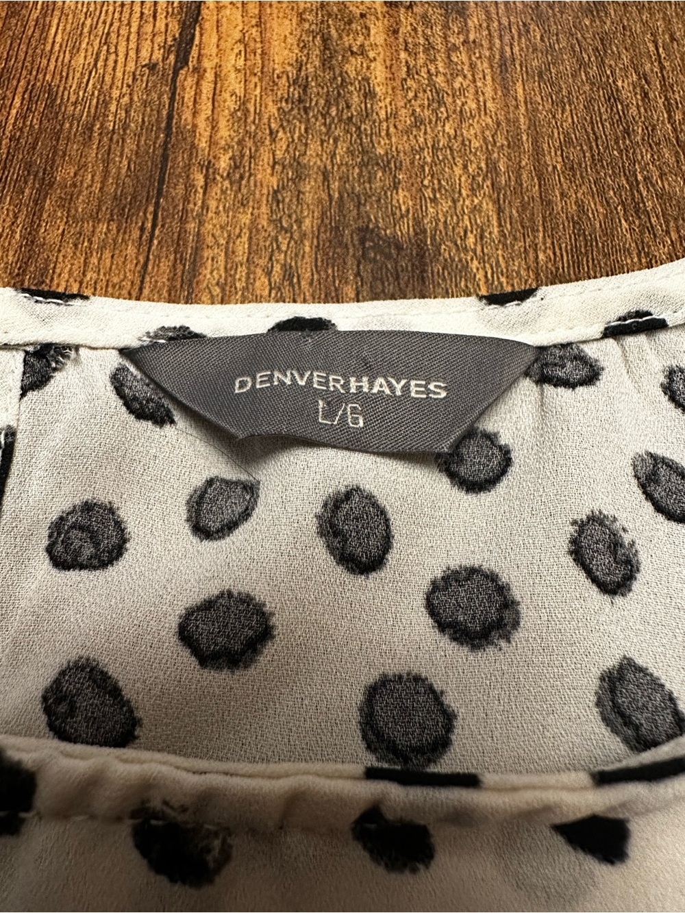 Denver Hayes White Dress with Black Polka Dots and Peplum Hem #286 - Picture 2 of 7